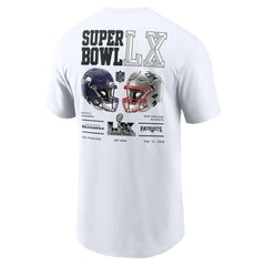 New England Patriots vs. Seattle Seahawks Super Bowl LX Dueling T-Shirt - White | Nike cheap