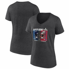 New England Patriots vs. Seattle Seahawks Women's Super Bowl LX Matchup Final Battle V-Neck T-Shirt - Heather Charcoal outlet