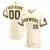 Milwaukee Brewers Home Authentic Custom Jersey - Cream | Nike