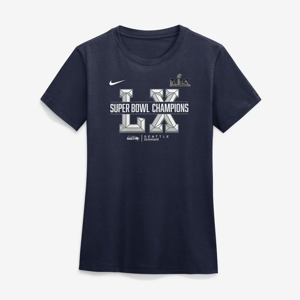 Seattle Seahawks Women's Super Bowl LX Champions Sacrifice T-Shirt - College Navy | Nike for sale
