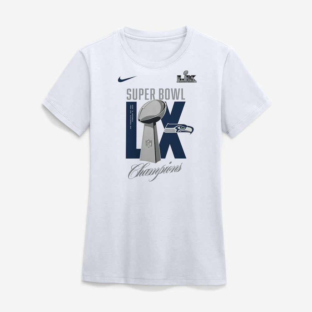 Seattle Seahawks Women's Super Bowl LX Champions Lombardi Trophy T-Shirt - White | Nike on sale