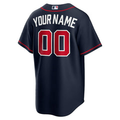 Atlanta Braves Alternate Replica Custom Jersey - Navy | Nike