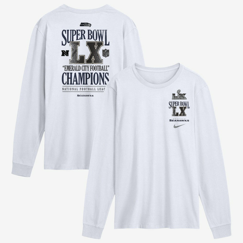 Seattle Seahawks Super Bowl LX Champions Long Ball Long Sleeve T-Shirt - White | Nike sale