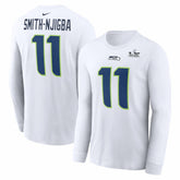 Jaxon Smith-Njigba Seattle Seahawks Super Bowl LX Champions Patch Name & Number Long Sleeve T-Shirt - White | Nike online