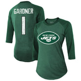 Ahmad Sauce Gardner New York Jets Majestic Threads Women's Player Name & Number Tri-Blend 3/4-Sleeve Fitted T-Shirt - Green online