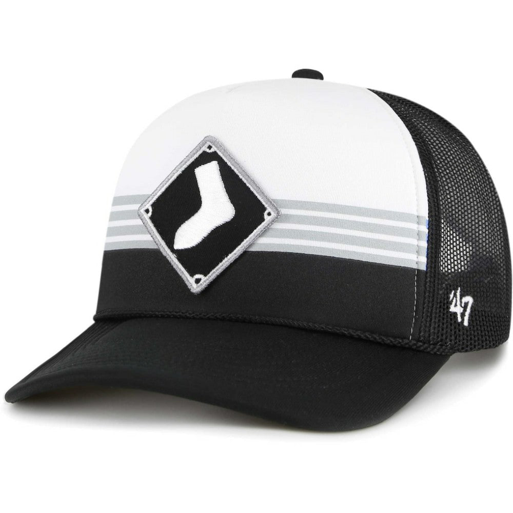Chicago White Sox Lift Off Foam Front Mesh Trucker Adjustable Hat - Black | 47 brand