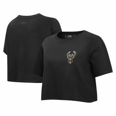 Milwaukee Bucks Pro Standard Women's Holiday Glam Boxy T-Shirt - Black shop