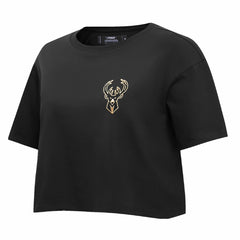 Milwaukee Bucks Pro Standard Women's Holiday Glam Boxy T-Shirt - Black shop