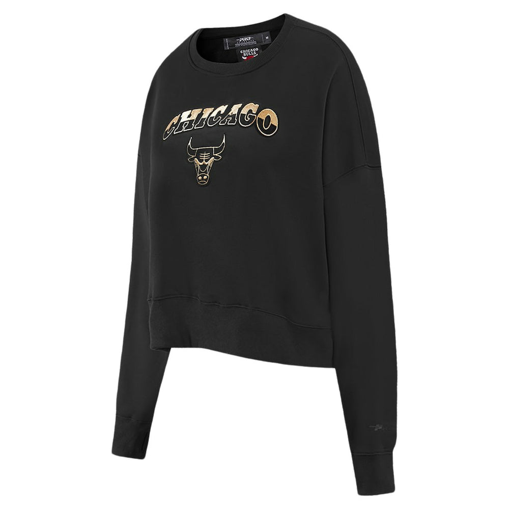 Chicago Bulls Pro Standard Women's Glam Cropped Pullover Sweatshirt - Black for sale