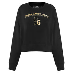 Philadelphia 76ers Pro Standard Women's Glam Cropped Pullover Sweatshirt - Black for sale