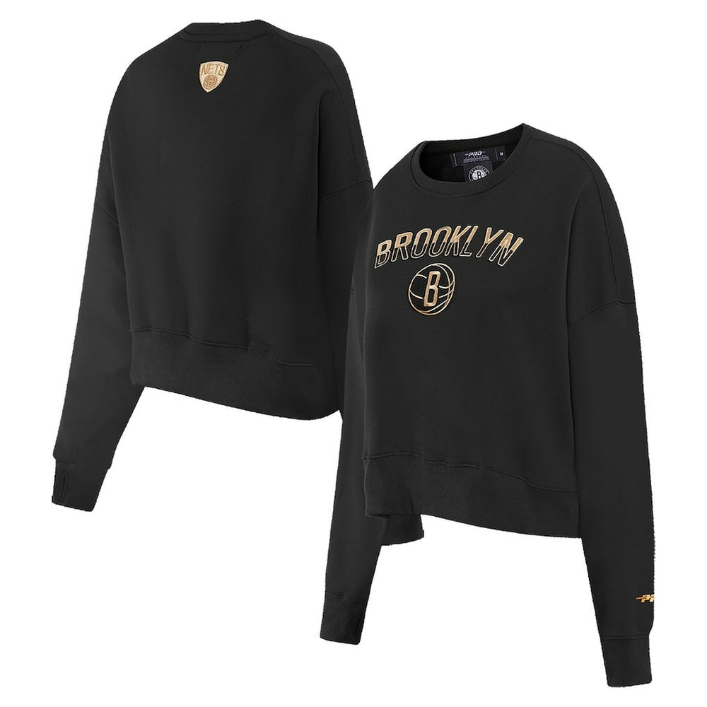 Brooklyn Nets Pro Standard Women's Glam Cropped Pullover Sweatshirt - Black shop