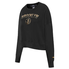 Brooklyn Nets Pro Standard Women's Glam Cropped Pullover Sweatshirt - Black shop