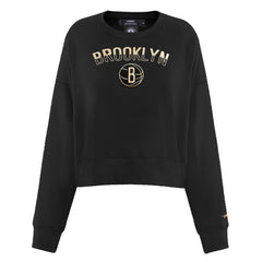 Brooklyn Nets Pro Standard Women's Glam Cropped Pullover Sweatshirt - Black shop