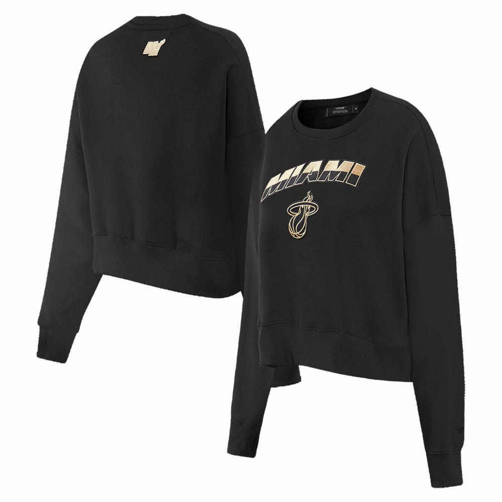 Miami Heat Pro Standard Women's Glam Cropped Pullover Sweatshirt - Black sale