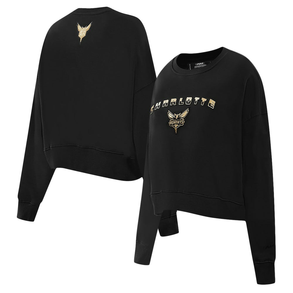 Charlotte Hornets Pro Standard Women's Glam Cropped Pullover Sweatshirt - Black online