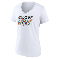 San Francisco 49ers Women's Love Wins V-Neck T-Shirt - White for sale