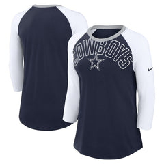 Dallas Cowboys Women's Knockout Arch Raglan Tri-Blend 3/4-Sleeve T-Shirt - Navy/White | Nike sale
