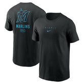 Miami Marlins Large Logo Back Stack T-Shirt - Black | Nike