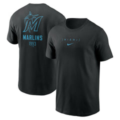 Miami Marlins Large Logo Back Stack T-Shirt - Black | Nike