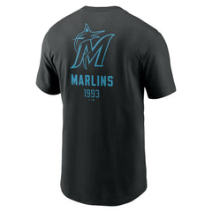 Miami Marlins Large Logo Back Stack T-Shirt - Black | Nike