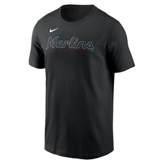 Miami Marlins Fuse Wordmark T-Shirt - Black | Nike