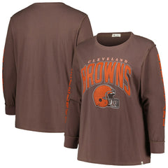 Cleveland Browns '47 Women's Plus Size Honey Cat SOA Long Sleeve T-Shirt - Brown on sale