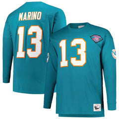 Dan Marino Miami Dolphins Big & Tall Cut & Sew Player Name & Number Long Sleeve T-Shirt - Aqua outlet
