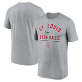 St. Louis Cardinals Arch Baseball Stack Performance T-Shirt - Heather Charcoal | Nike