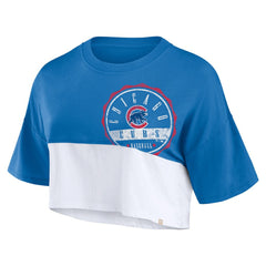Chicago Cubs Women's Color Split Boxy Cropped T-Shirt - Royal/White
