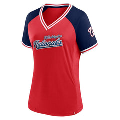 Washington Nationals Women's Glitz & Glam League Diva Raglan V-Neck T-Shirt - Red