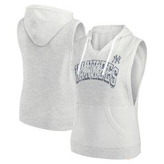 New York Yankees Women's Lounge Script Sleeveless Pullover Hoodie - Ash
