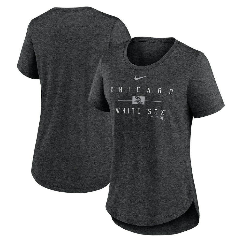 Chicago White Sox Women's Knockout Team Stack Tri-Blend T-Shirt - Heather Black | Nike
