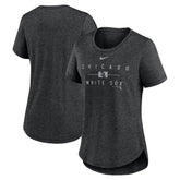 Chicago White Sox Women's Knockout Team Stack Tri-Blend T-Shirt - Heather Black | Nike