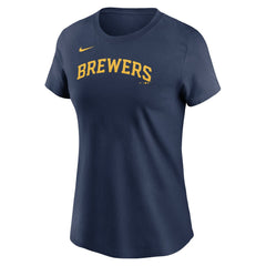 Milwaukee Brewers Women's Wordmark T-Shirt - Navy | Nike
