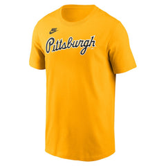 Pittsburgh Pirates Cooperstown Collection Wordmark T-Shirt - Gold | Nike