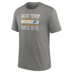 Milwaukee Brewers Cooperstown Collection Local Stack Tri-Blend T-Shirt - Heather Charcoal | Nike