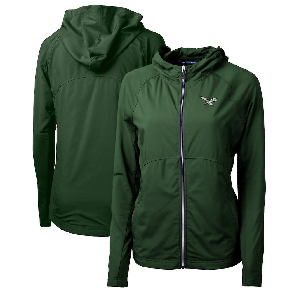 Philadelphia Eagles Cutter & Buck Women's Gridiron Classics Logo Adapt Eco Knit Hybrid Recycled Full-Zip Hoodie - Hunter Green sale