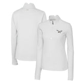 Philadelphia Eagles Cutter & Buck Women's Gridiron Classics Logo DryTec Traverse Stretch Quarter-Zip Pullover Top - White on sale