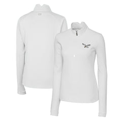 Philadelphia Eagles Cutter & Buck Women's Gridiron Classics Logo DryTec Traverse Stretch Quarter-Zip Pullover Top - White on sale