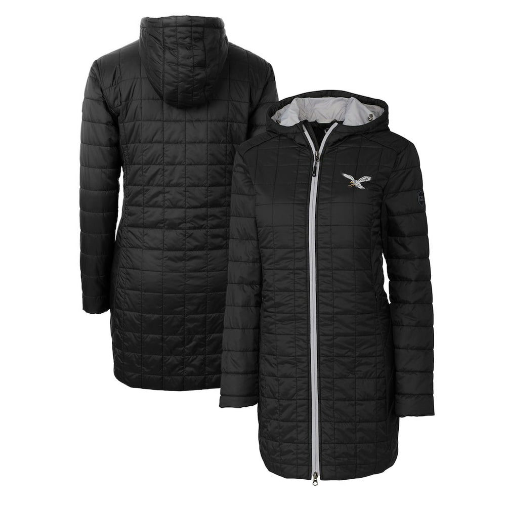 Philadelphia Eagles Cutter & Buck Women's Gridiron Classics Logo Rainier Primaloft Eco Insulated Hooded Long Coat - Black outlet