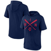 Minnesota Twins Iconic Rebel Short Sleeve Hooded Top - Navy