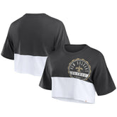 New Orleans Saints Women's Boxy Color Split Cropped T-Shirt - Black/White on sale