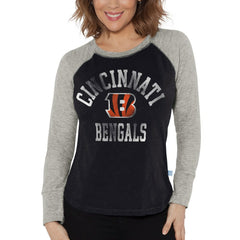 Cincinnati Bengals G-III 4Her by Carl Banks Women's Waffle Knit Raglan Long Sleeve T-Shirt - Black/Heather Gray for sale