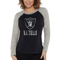 Las Vegas Raiders G-III 4Her by Carl Banks Women's Waffle Knit Raglan Long Sleeve T-Shirt - Black/Heather Gray online