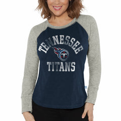 Tennessee Titans G-III 4Her by Carl Banks Women's Waffle Knit Raglan Long Sleeve T-Shirt - Navy/Heather Gray outlet