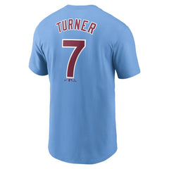Trea Turner Philadelphia Phillies Fuse Name & Number T-Shirt - Light Blue | Nike