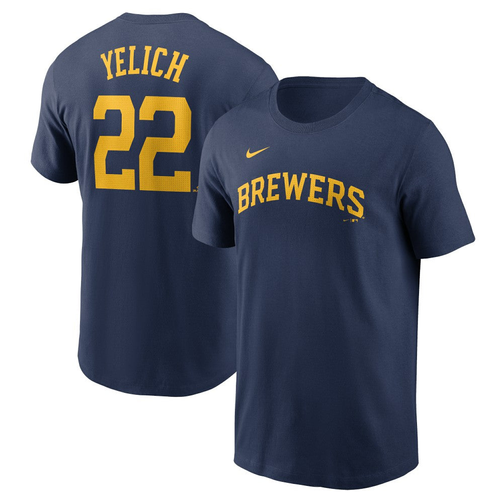 Christian Yelich Milwaukee Brewers Fuse Name & Number T-Shirt - Navy | Nike