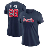 Matt Olson Atlanta Braves Women's Cooperstown Collection Fuse Name & Number T-Shirt - Navy | Nike