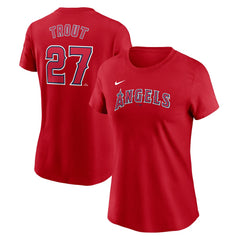 Mike Trout Los Angeles Angels Women's Cooperstown Collection Fuse Name & Number T-Shirt - Red | Nike