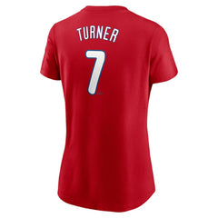 Trea Turner Philadelphia Phillies Women's Cooperstown Collection Fuse Name & Number T-Shirt - Red | Nike